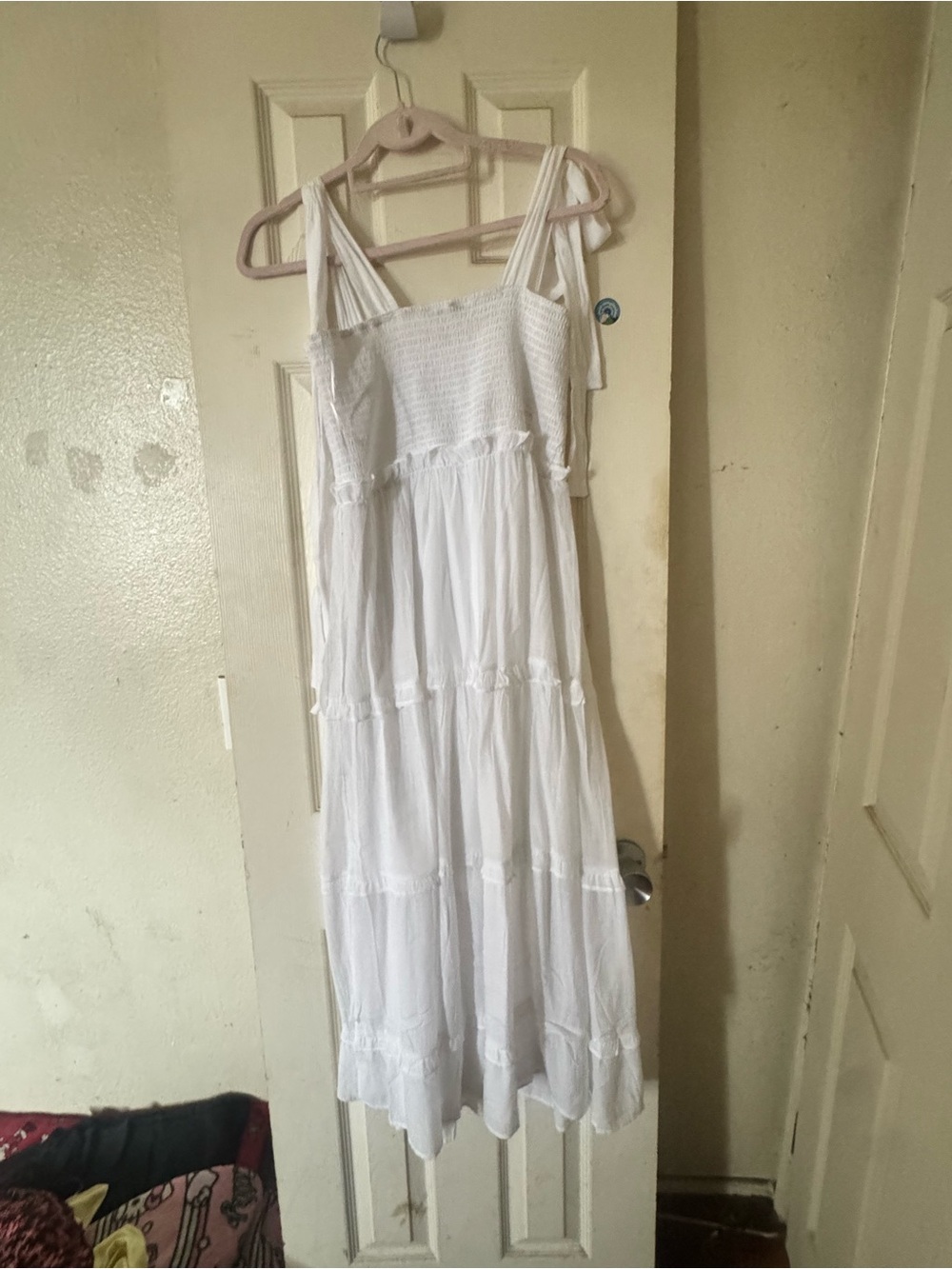 White Smocked Bodice Maxi Sundress - Women
